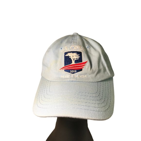 USGA MEMBER U.S. Open 2019 Pebble Beach Blue Red Cap Hat Lid Distressed Used St - Picture 2 of 8